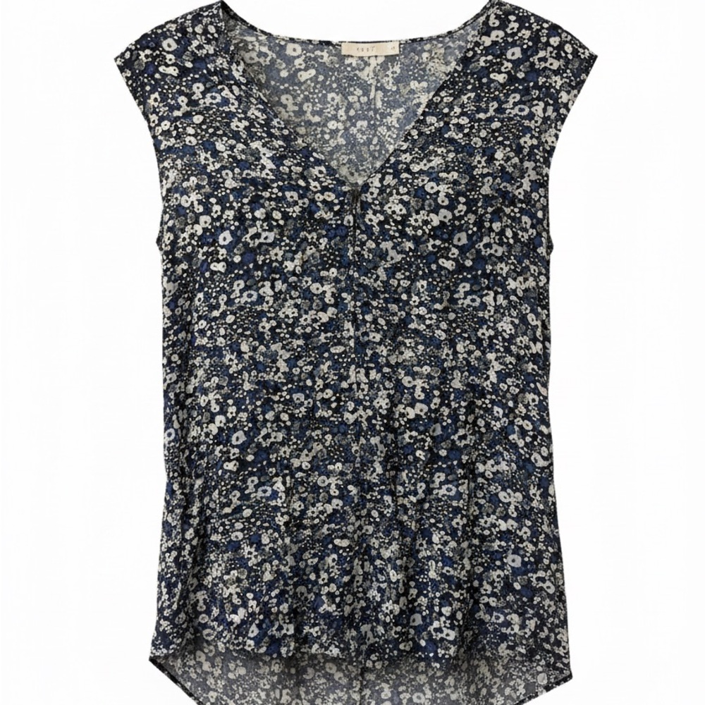 6397 XS Navy and White Floral V-Neck Cap-Sleeve Camisole